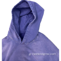 Μωβ οξύ πλυμένο βαρέων βαρών άνδρες hoodies